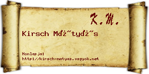 Kirsch Mátyás névjegykártya