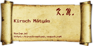 Kirsch Mátyás névjegykártya
